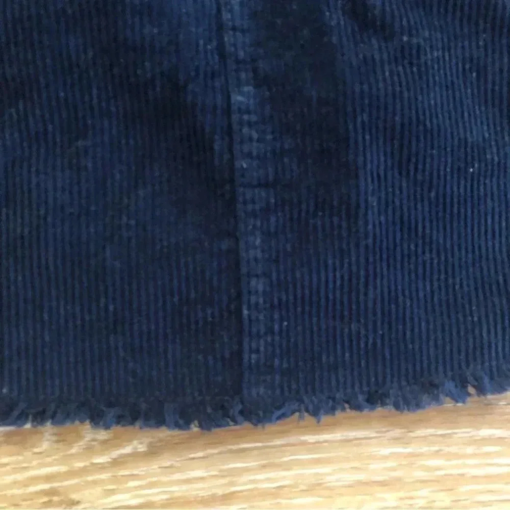 Indigo Reign Navy Raw Edge Button Up Corduroy Skirt Size 5 GUC